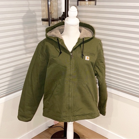 Carhartt Women's Olive Hooded Utility Jacket - Picture 2 of 8